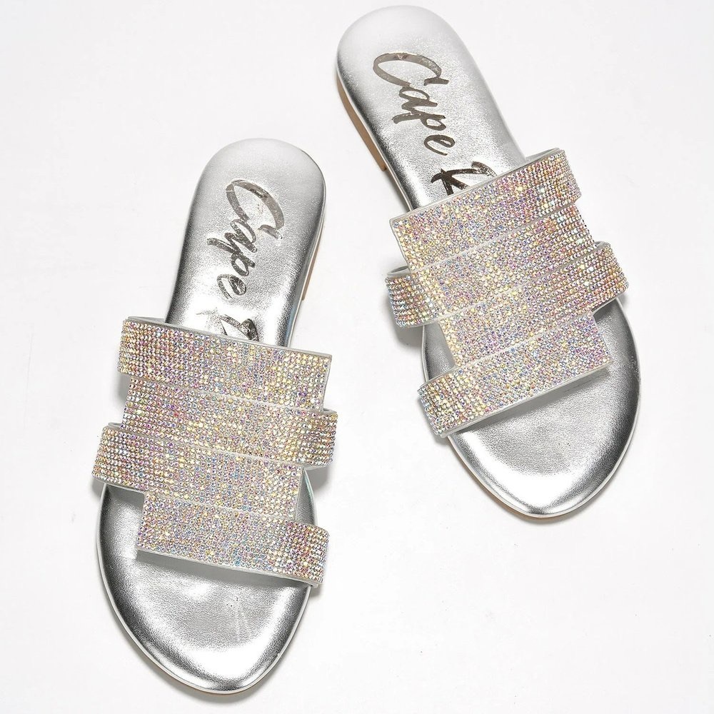 Silver Rhinestone Flat Sandal - Picture 3 of 5